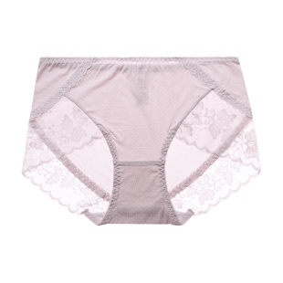夏娃之秀女士内裤女纯棉全棉裆中腰可爱蕾丝裤头收腹少女式三角裤