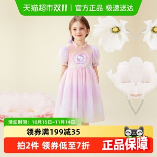 宝宝短袖 薄款 裙子 夏季 HelloKitty女童连衣裙公主裙儿童2025新款