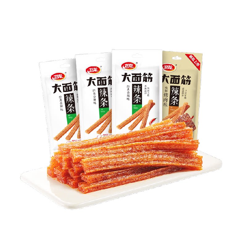 卫龙大面筋香辣烤肉味混合辣条礼包休闲麻辣零食小吃经典豆干凑单