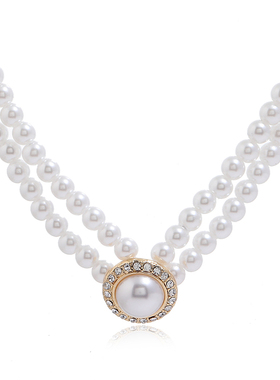 优雅赫本风珍珠项链女礼服百搭