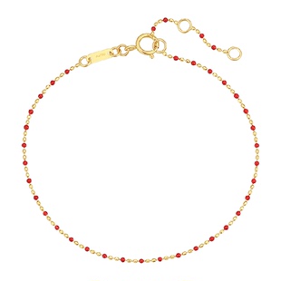 潮宏基 幸福红绳 18K金彩金手链手饰简约通勤叠戴礼物女百搭珐琅