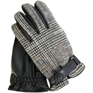 出口日本秋冬男士时尚手背内里羊毛面料手机触屏真皮保暖羊皮手套