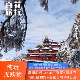 洛阳老君山+龙门石窟+白马寺+洛阳博物馆+嵩山少林寺4天3晚跟团游