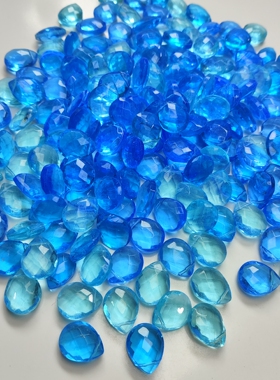 m234卡12x15玻璃横孔蓝色系胖水滴半斤