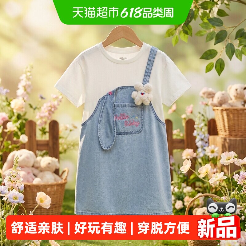 【商场同款】巴拉巴拉女童裙子儿童连衣裙2026新款夏假两件背带裙