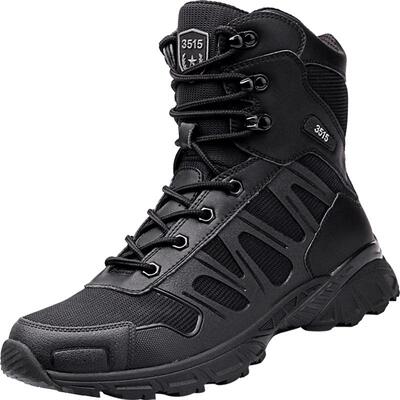强人3515训练靴高帮男士户外靴子冬季防寒战靴黑色登山靴男战术靴