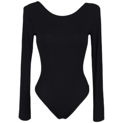 斜肩露肩长袖针织连体衣修身高弹