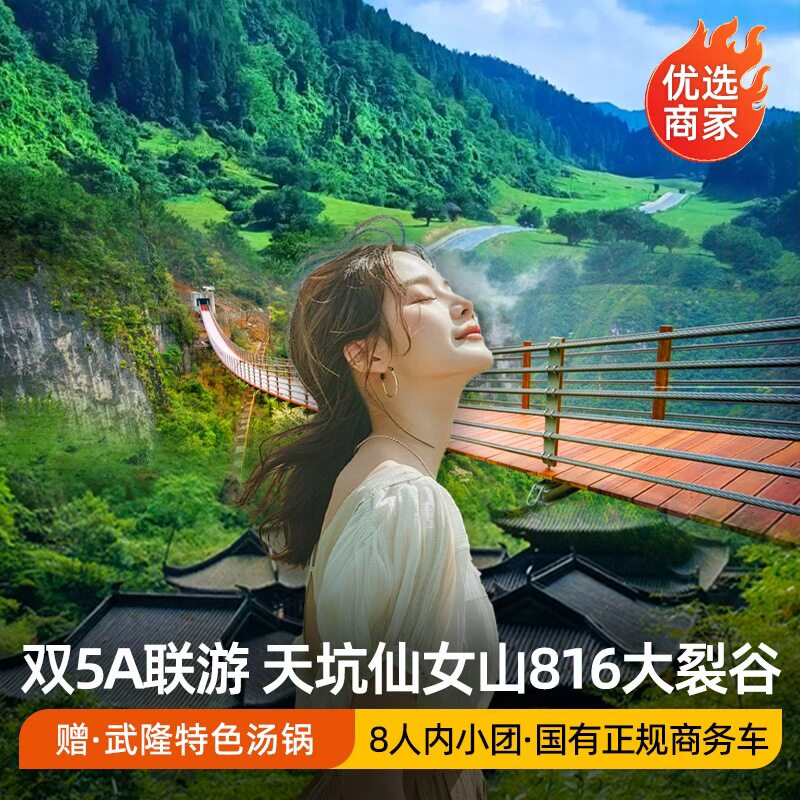 重庆旅游周边两日游纯玩小团武隆天生三桥大裂谷旅行社包车跟团游