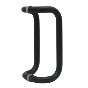 玻璃门拉手不锈钢把手有框门偏位斜脚圆管双弯肯德基拉手推拉加厚