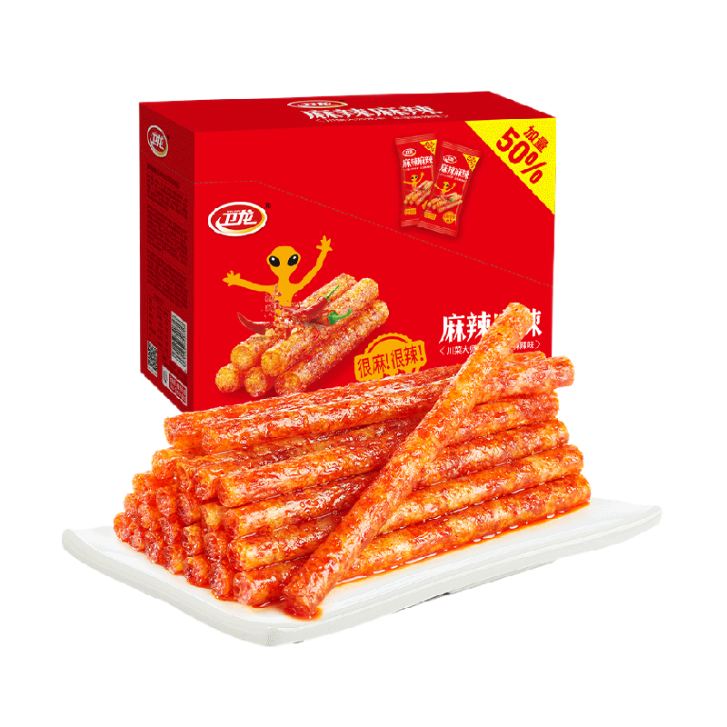卫龙麻辣辣条很麻很辣480g*1盒豆干辣棒零食20包
