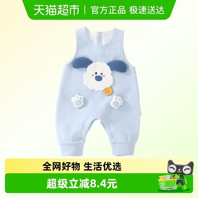 DUUDUU宝宝背带裤春季新款哈衣婴儿卡通连体衣新生儿无袖爬服秋装
