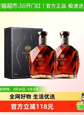 PASSTON/派斯顿XO白兰地钻石法国进口洋酒烈酒礼盒装700ml*2瓶