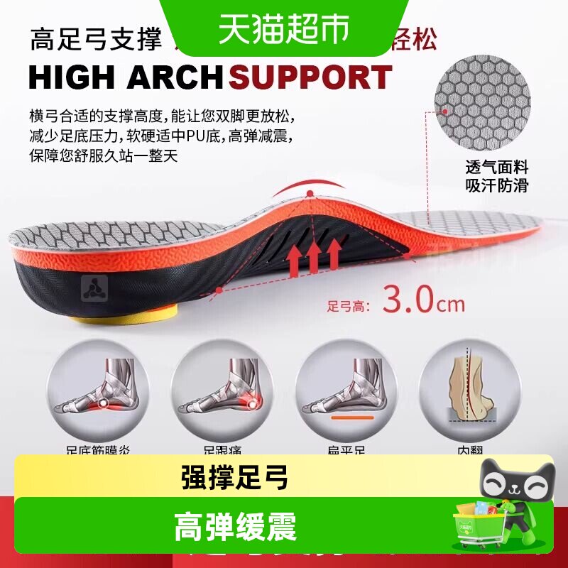 足印部落迪卡侬H100鞋垫足弓支撑图片