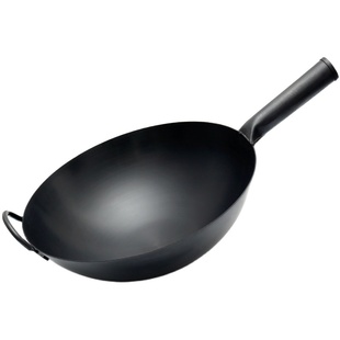 铁锅家用炒菜锅老式炒锅不粘锅煤气灶专用圆底无涂层大马勺大铁锅