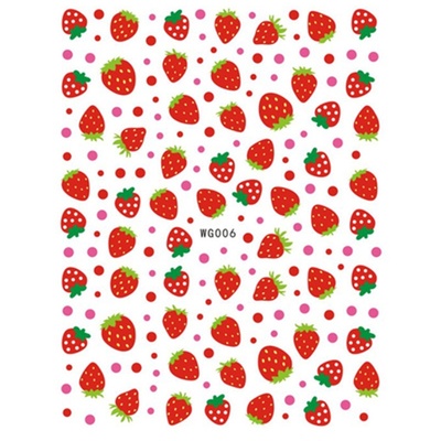 安全无味防水持久草莓指甲贴纸
