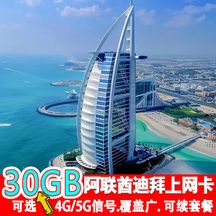 阿联酋迪拜电话卡4G/5G高速流量上网卡3-20天可选3G无限流量卡
