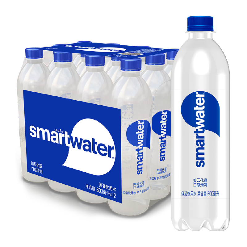 可口可乐Smartwater思漫特时髦水600ml*12瓶整箱饮用水高库龄