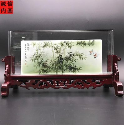 内画屏风中国特色摆件商务礼品纯手工绘制 瓶内画 书房办公桌装饰