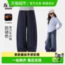 大童裤 左西女童加绒牛仔裤 春秋2025新款 儿童弯刀裤 子 防褪色秋冬款