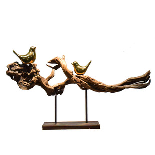 新中式根雕禅意风化枯木天然摆件客厅酒店会所玄关侘寂风家居装饰