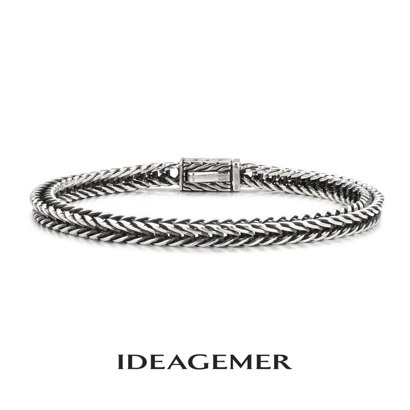 IDEAGEMER纯银马鞭链复古手链男图片
