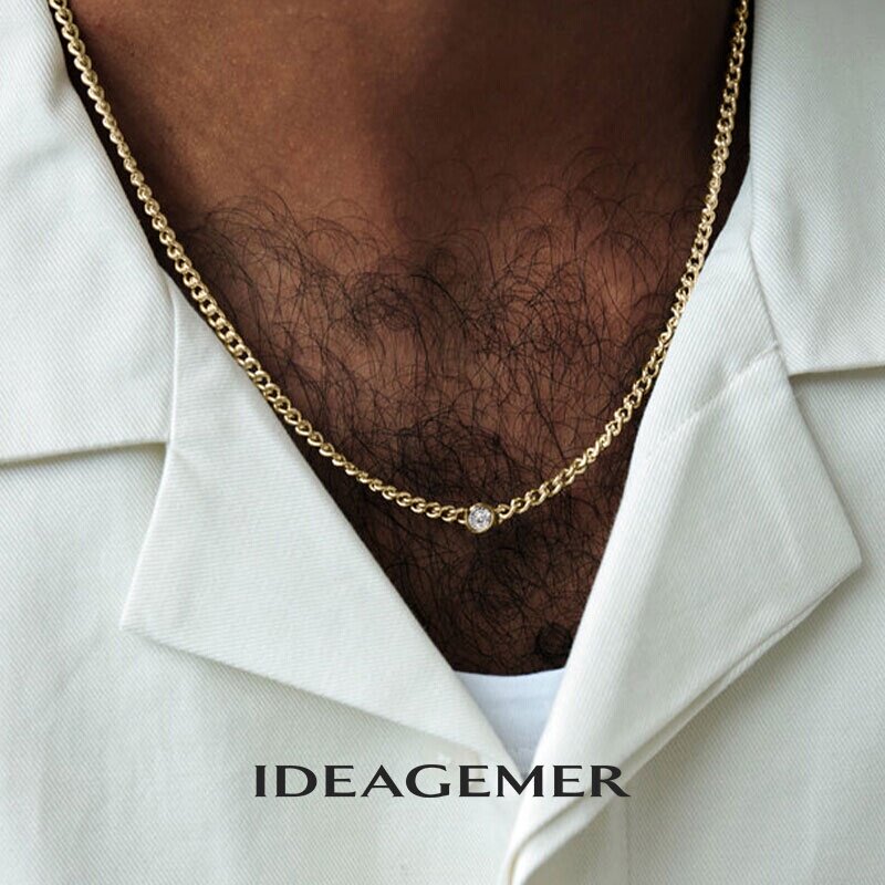 ideagemer男士带钻古巴项链图片