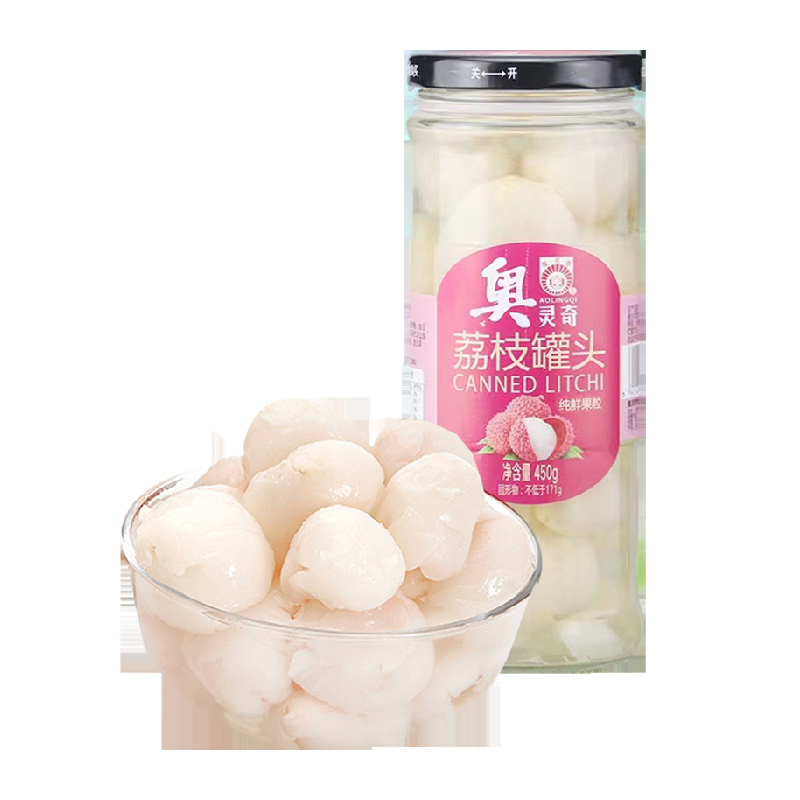 奥灵奇糖水荔枝罐头大果肉新鲜水果玻璃瓶装儿童即食零食网红特产,水产肉类/新鲜蔬果/熟食,水果罐头,淘宝优惠券,粉丝福利购,淘宝优惠卷