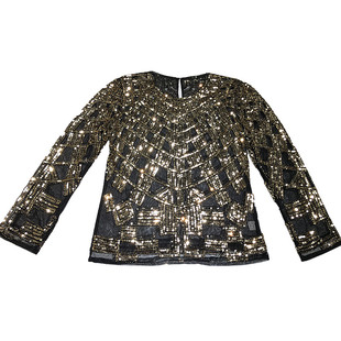 欧洲站重工钉珠亮片T恤女宽松圆领套头春秋欧货闪闪长袖上衣新款