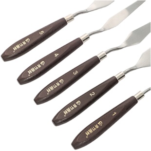 青竹画材调色刀刮刀颜料到油画刀不锈钢5支装挑刀尖头圆头平头美术用品