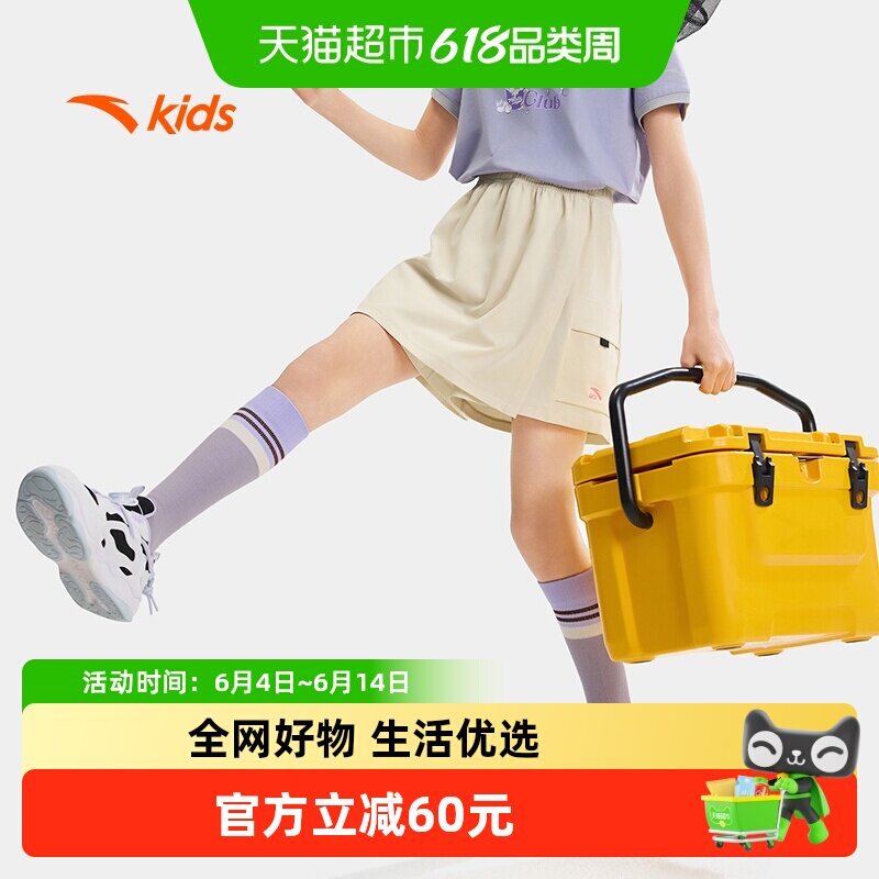 安踏儿童女童裙裤2026年夏季新款亲肤透气中大童休闲运动五分短裤