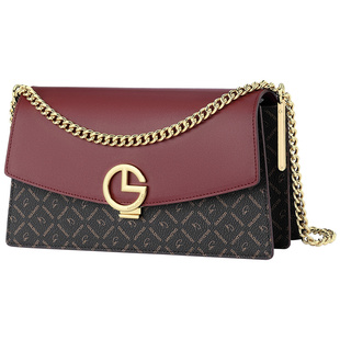 金利来女包2025新款单肩斜挎链条小包复古印花撞色小众设计感包包