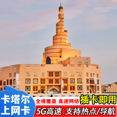 卡塔尔电话卡4G高速流量上网卡Ooredoo多哈旅游2/3/5天中转机sim