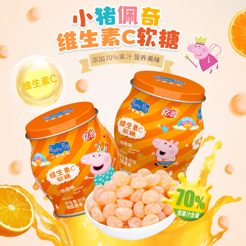 小猪佩奇维生素C软糖甜橙味休闲儿童零食糖果办公小吃节日送礼