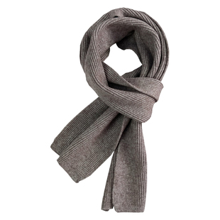 针织纯色红色兔绒感小围巾女秋冬季短款毛线百搭绿色护颈保暖围脖