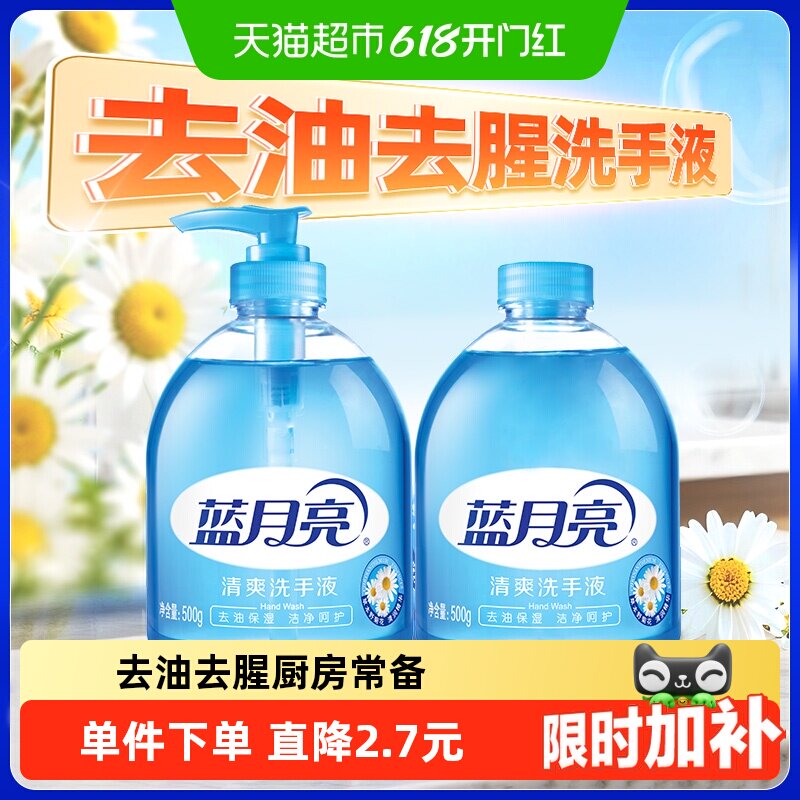 蓝月亮洗手液野菊花清爽厨房去油清香型温和清洁家用500g*2瓶