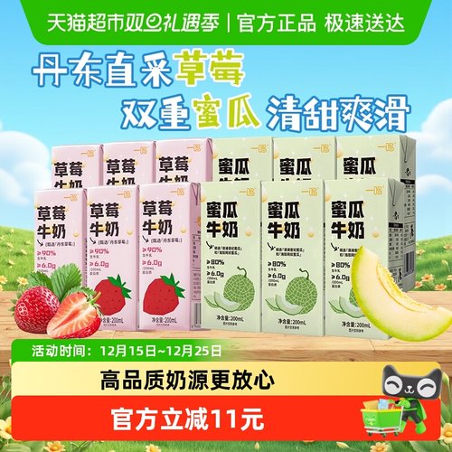 一鸣丹东草莓蜜瓜味牛奶组合装