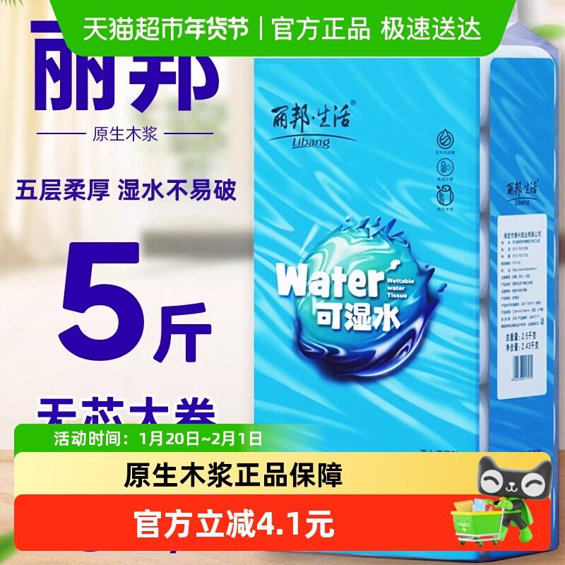 丽邦无芯卷纸5层家庭家用实惠装卫生纸厕纸卷筒纸,洗护清洁剂/卫生巾/纸/香薰,卷筒纸,淘宝优惠券,粉丝福利购,淘宝优惠卷