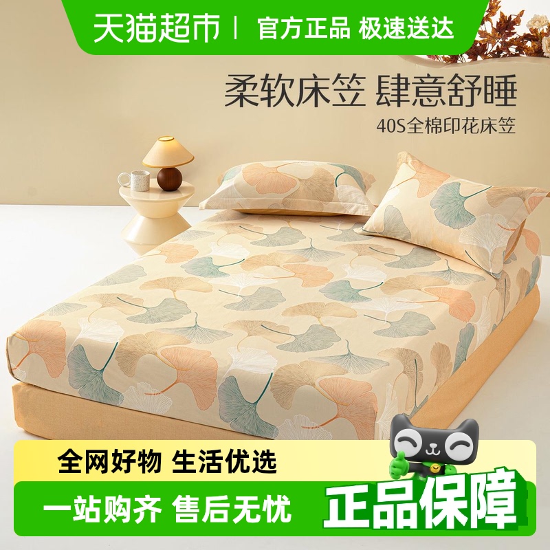 水星家纺单件全棉印花床笠单件