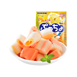 UHA悠哈日本进口普超软糖柑橘味90g*1袋儿童糖果零食夹心橡皮糖