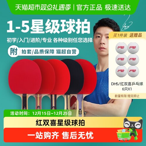 红双喜乒乓球拍一二三四五星专业