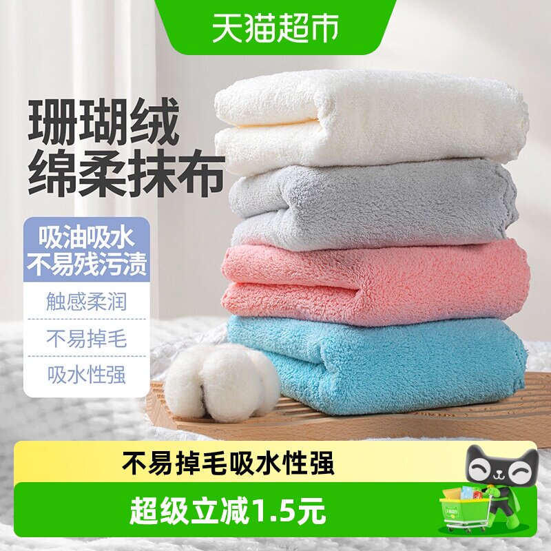 云蕾珊瑚绒抹布不易变形4片图片