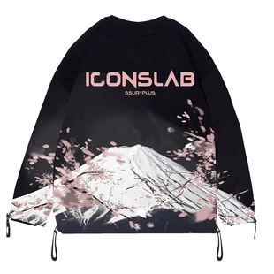 达人潮轩 ICONSLAB联名SSUR PLUS三代富士山抽绳套头卫衣潮流男女