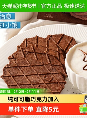 丹夫华夫饼干巧克力薄脆糕点心营养早餐休闲课间馋嘴小吃零食176g