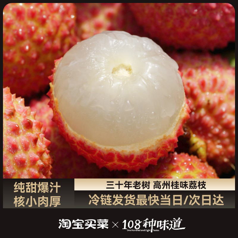 广东高州带枝采摘高甜度老树桂味地头顺丰直发荔枝现摘现发整箱