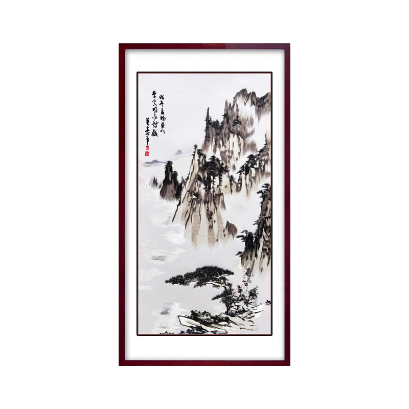 苏绣纯真丝刺绣成品客厅大幅挂画
