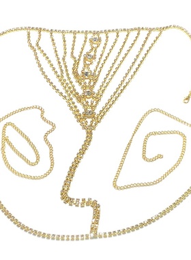 欧美性感身体链流苏闪钻腰链时尚夜店比基尼腰链配饰body chain