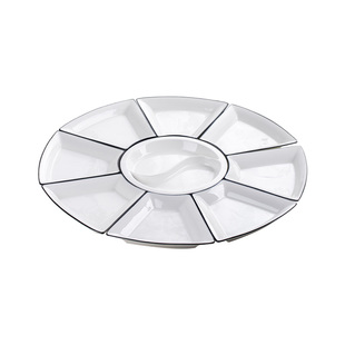 北欧拼盘组合盘子菜盘家用2026新款餐具陶瓷创意扇形分格餐盘套装