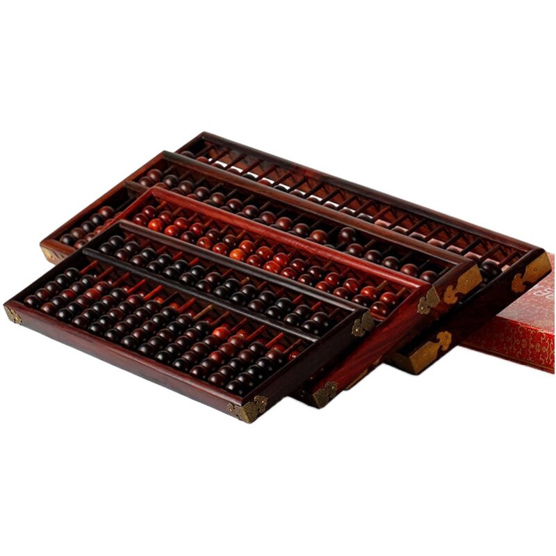 红木制大号13档老式摆件珠心算