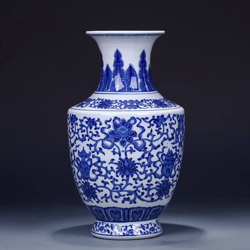 loyo景德镇花瓶青花瓷摆件瓷器工艺品新中式仿古陶瓷博古架装饰品