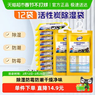 老管家挂式除湿袋100g*12袋活性炭除湿吸湿防潮防霉干燥剂除湿盒